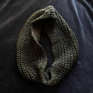 olive green knitted infinity scarf